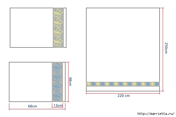 Схема вышивки бабочек на постельном белье (3) (574x382, 41Kb)