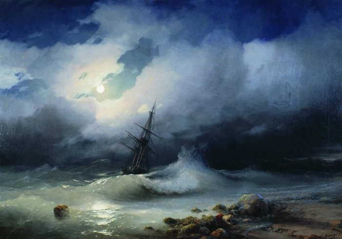 Бурное море ночью, 1853 (700x489, 260Kb)