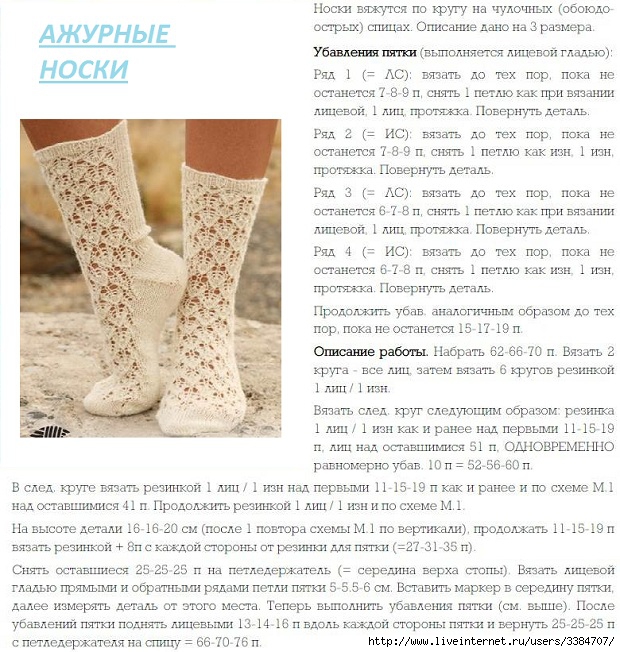 Вязание женские носки с описанием 58