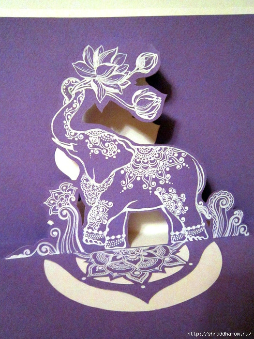 3D-открытка Сиреневый слон, автор Shraddha (2) (525x700, 315Kb)