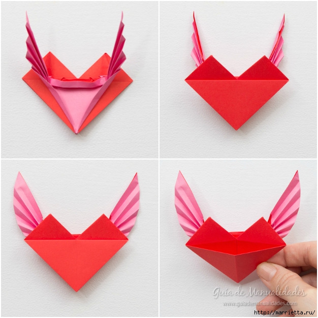 Крылатые валентинки в технике оригами из бумаги (9) (626x626, 189Kb)