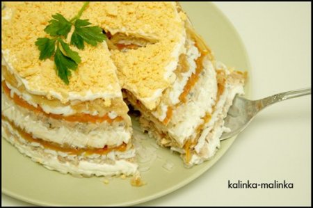 Вкусный салат-торт Мимоза (450x299, 29Kb)