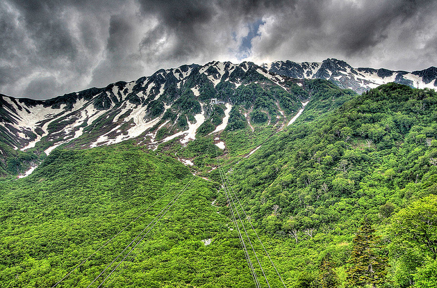 Дорога на горе Tateyama Kurobe