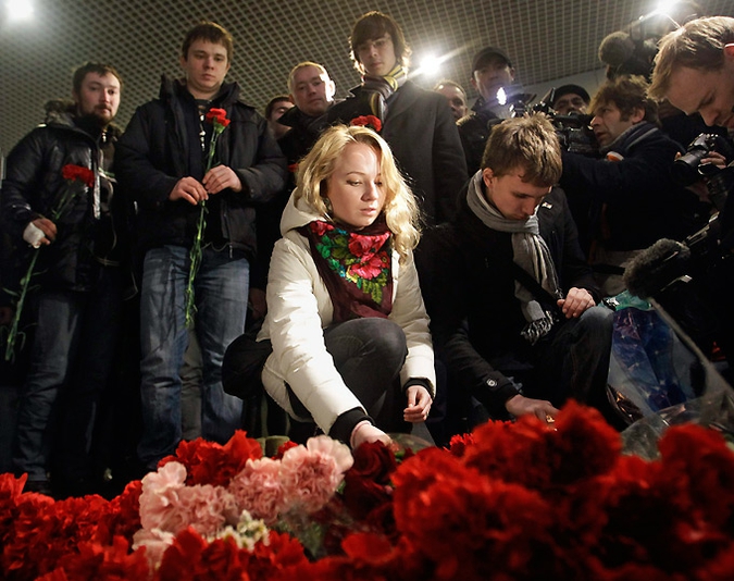 Cкорбь по жертвам теракта в Домодедово, 26 января 2011 года.