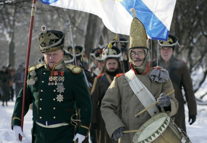 Солдаты русской армии прошли по Санкт-Петербургу, 23 февраля 2011 года.