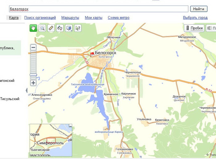 Карта белогорск крым онлайн