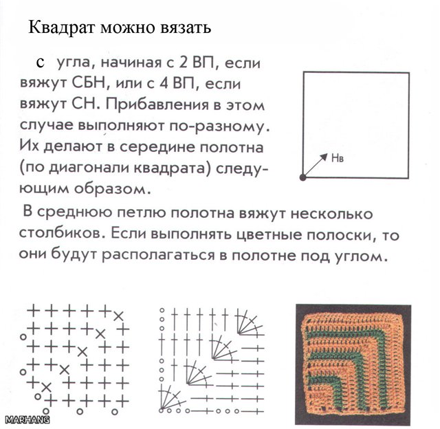 Схема вязания углом крючком Схема вязания углом крючком