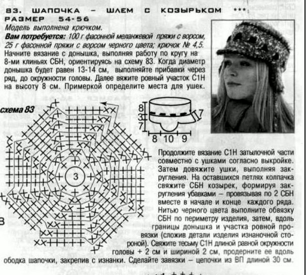Схема вязания крючком шлема 52