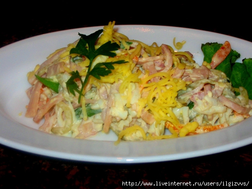 Рецепт <b>Салат</b> с Ветчиной <b>вкусный</b> и <b>простой</b> с <b>фото</b>.