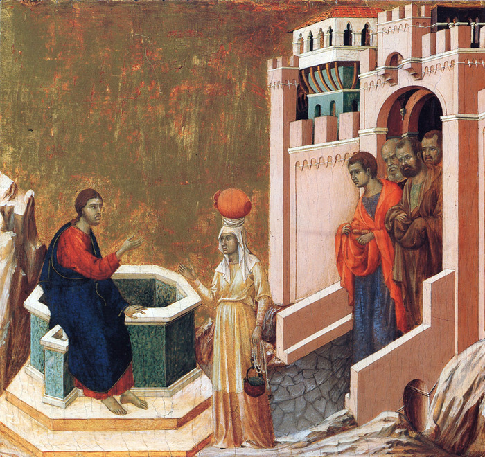 Дуччо ди Буонисенья (1255-1319) / Duccio Di Buoninsegna 0Duccio_CristoLaSamaritana (700x660, 263Kb)