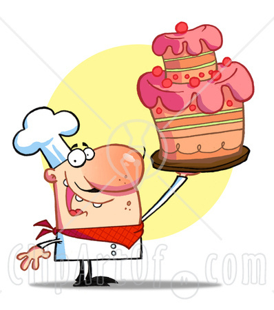 19324-Clipart-Illustration-Of-A-Happy-Bakery-Chef-Holding-Up-A-Beautifully-Decorated-Cake-After-Completing-The-Icing (398x450, 66Kb)