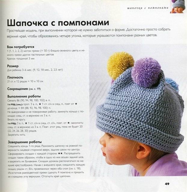 Полосатая шапочка для малышей - описание, схемы фото Полосатая шапочка для малышей - описание, схемы фото