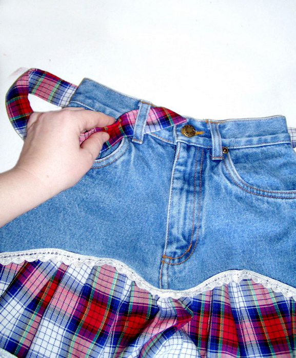 Как сшить юбку из старых маленьких джинс