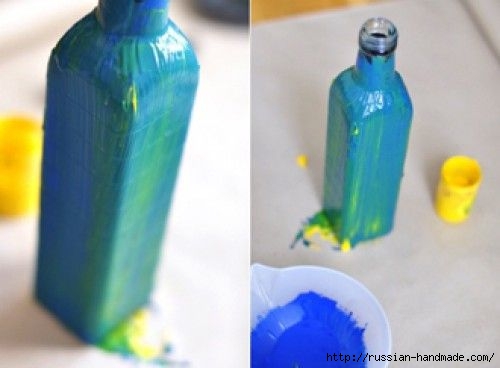 Декоративная бутылка - вазочка для цветов своими руками (3) (500x368, 71Kb)