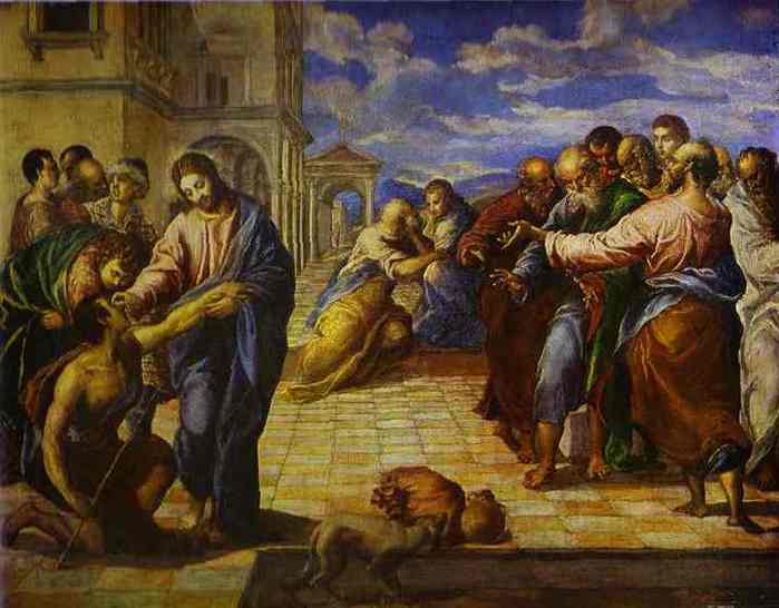 Christ Healing the Blind Man. 1560s. Oil on panel. Alte Meister Gallerie, Dresden, Germany. (700x546, 33Kb)