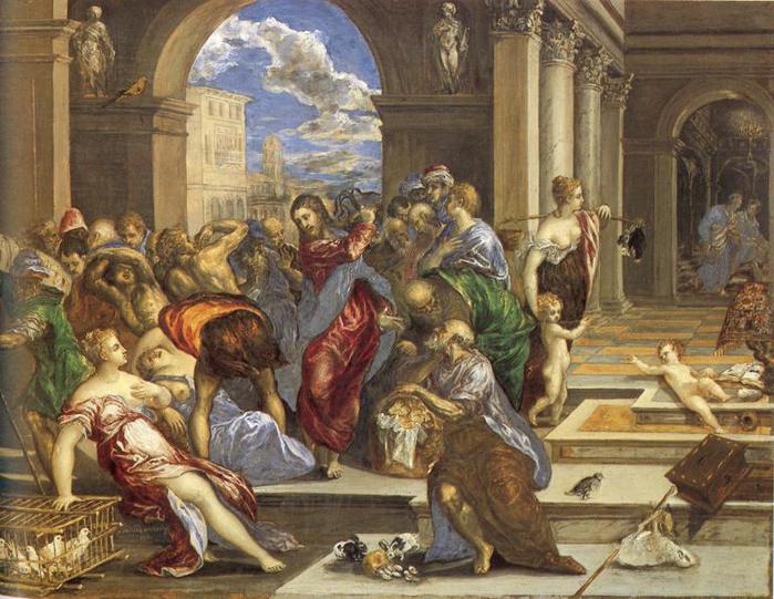 Christ Driving the Traders from the Temple. c.1570. Oil on panel. National Gallery of Art, Washington, DC, USA. (700x541, 77Kb)