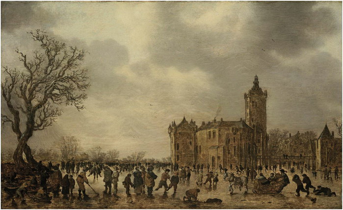 1Jan Josefsz. van Goyen (Leiden 1596-1656 The Hague) A winter landscape with figures desporting on the ice by Schloss Montfoort. 55.9 x 91.5 cm. 1634 (700x428, 92Kb)