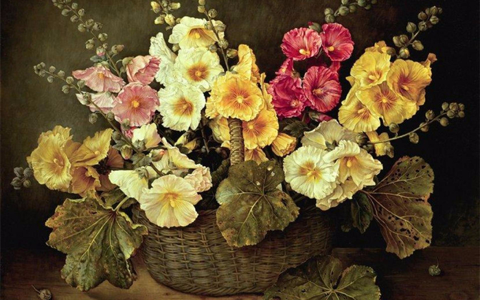 flowers-bouquet-basket-art-painting-jose-escofet-beautiful-1920x1200 (700x437, 371Kb)
