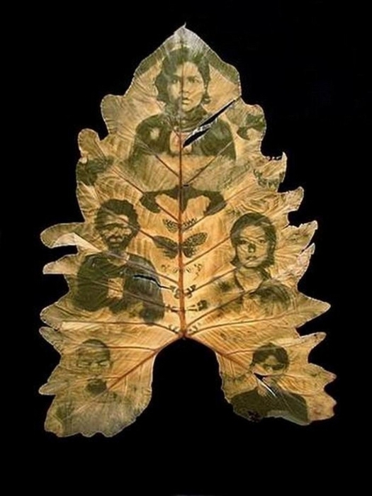 Очень необычные фотографии людей напечатанные на листьях