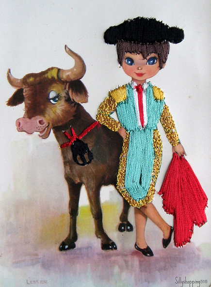 Vintage Big Eyed Spanish Boy Embroidered Souvenir Postcard  Flickr - Photo Sharing! (435x593, 630Kb)