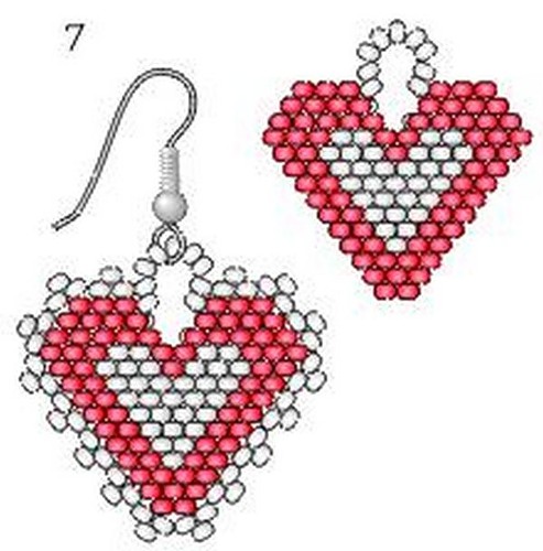 Серьги сердце из бисера Серьги сердце из бисера