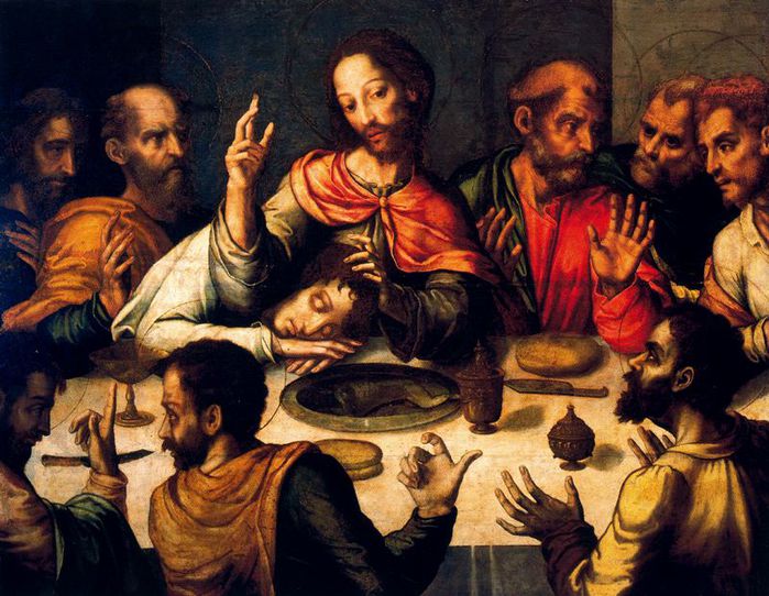 La ?ltima cena. Pintura, t?cnica mixta, sobre tabla. 120 x 93,5 cm. Castello Ursino di Catania. Catania. Italia (700x542, 87Kb)
