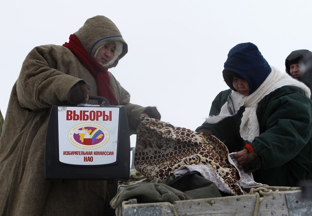 Досрочное голосование в Нарьян-Маре, Ненецкий автономный округ, Россия, 21 февраля 2012 года