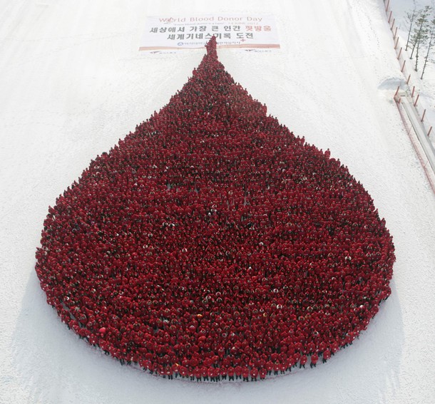 Капля крови в Пхенчхан, примерно в 180 км к востоку от Сеула, 23 февраля 2012 года.