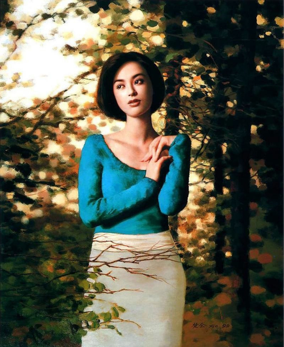 Китайские девушки художника Xie Chuyu (Се Чую)4 (574x700, 462Kb)