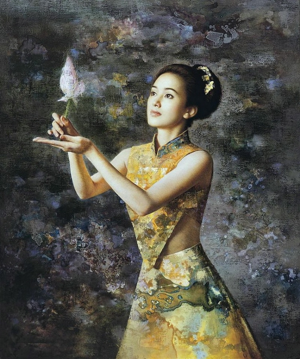 Китайские девушки художника Xie Chuyu (Се Чую)29 (584x699, 492Kb)