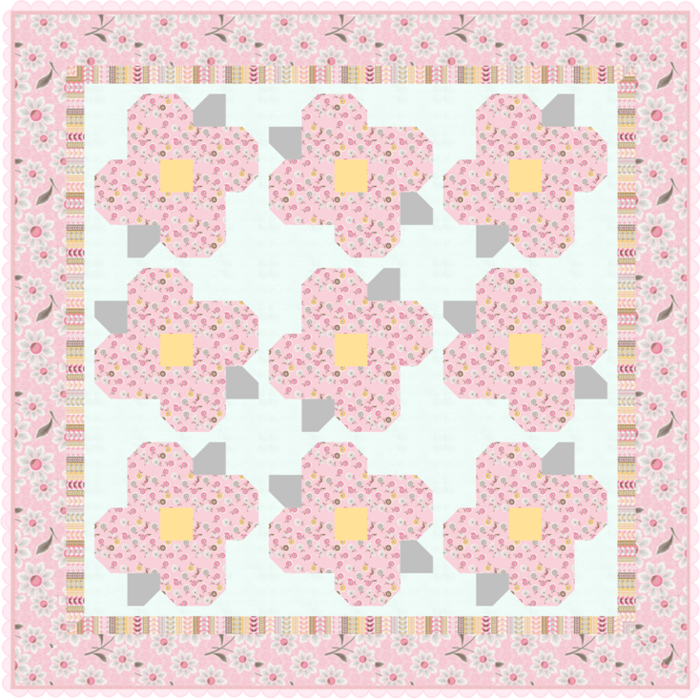 Bloomin Blossoms Spring Posies Lap Quilt (700x698, 808Kb)