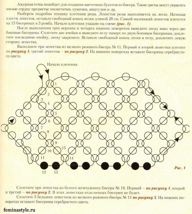 Сеточка из бисера схема