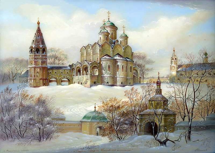 018 Fedoskino - Suzdal.  Vizualizați pe Mânăstire Pokrovsky (700x497, 272Kb)