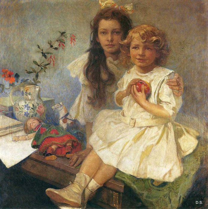 Портрет Ярославы и Джири - детей художника-1919 (696x700, 435Kb)