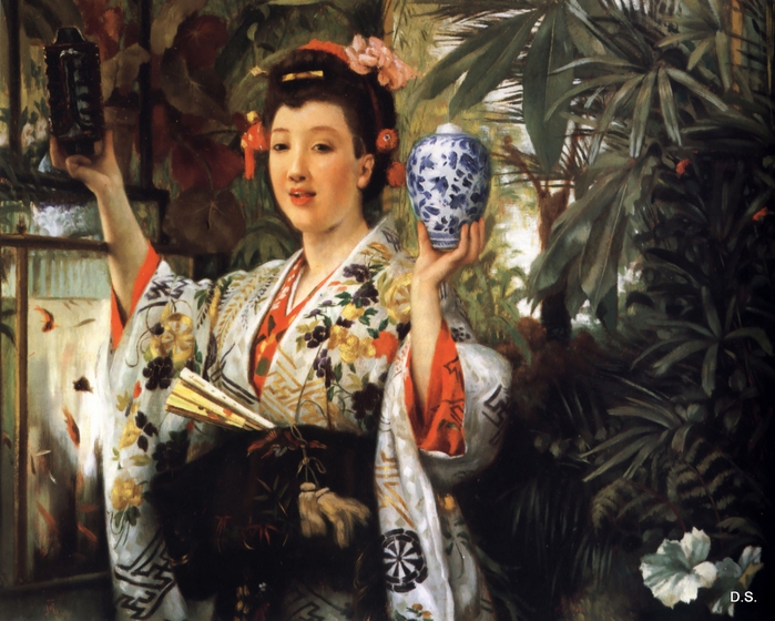 Young Lady Holding Japanese Objects, 1865 (700x560, 311Kb)