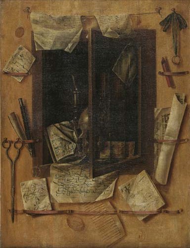 Cornelius Norbertus Gijsbrechts, Trompe l'Oeil with Violin, Music Book,  and Recorder