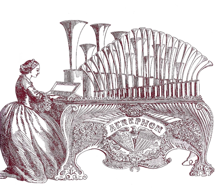 free vintage digital stamp_antique musical organ (700x604, 314Kb)