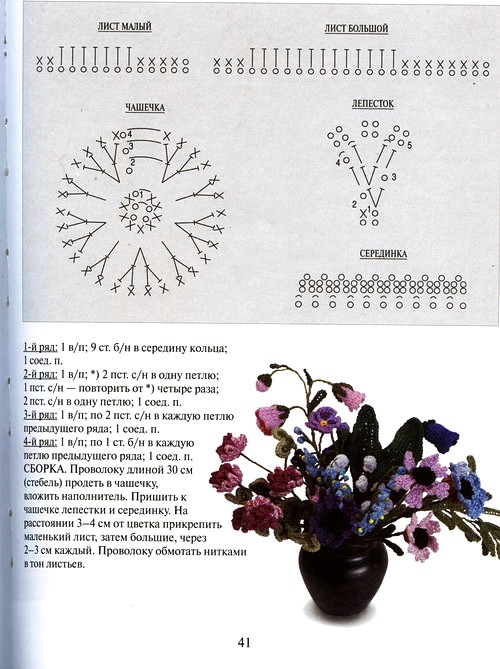 Вязание крючком сирени схема