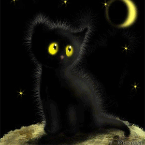 Черный кот. Черная кошка анимация. 89853588_2070538