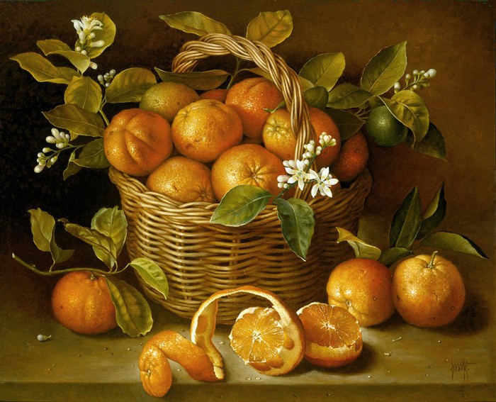ORANGES IN HOOPED BASKET 56x66 cms oil on canvas 1992 (700x567, 120Kb)