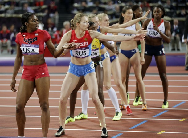 Женская сборная России в эстафете 4 по 400 метров завоевала серебряные медали, Лондон, 11 августа 2012 года