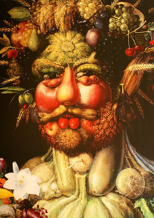 Художник рисует портреты из овощей Художник рисует портреты из овощей