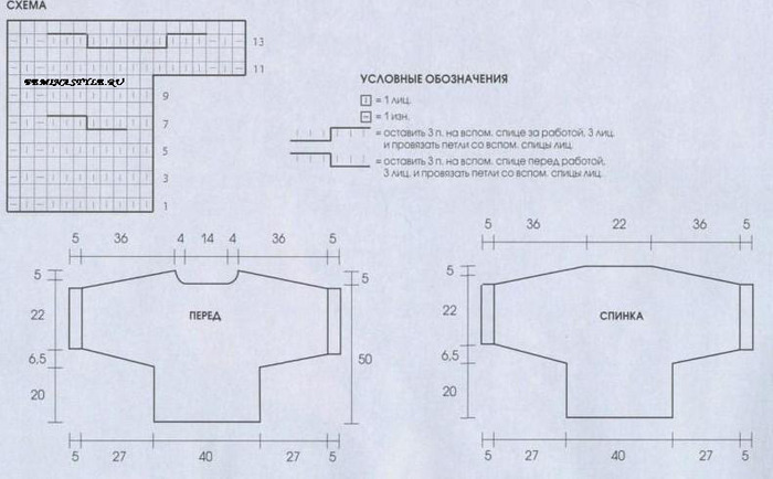 Кофта кимоно спицами схемы и описание