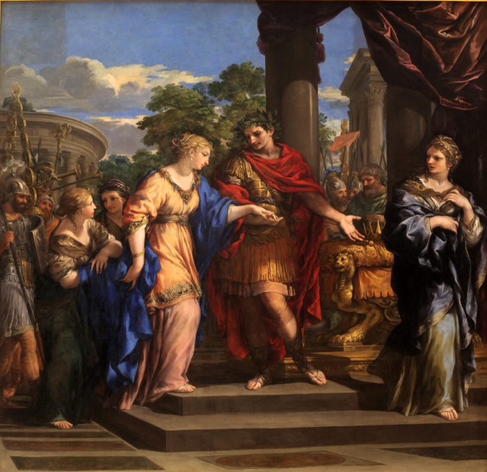 Cezar, un premiu Cleopatra egiptean tron ​​(Pietro da Cortona (1596-1669) / 4711681_Cezar_vrychaushii_Kleopatre_Egipetskii_tron_Pietro_da_Cortona_15961669_2 (700x678, 436Kb)