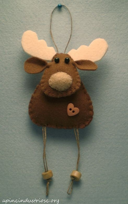 felt reindeer ornament for 2014 christmas tree decor - christmas moose craft-f19497 (439x700, 220Kb)