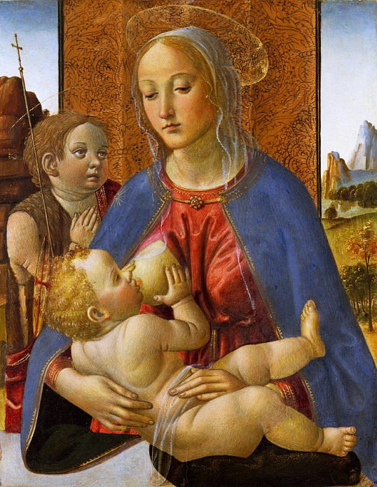 Козимо Росселли - Мадонна и младенец с молодым святым Иоанном Крестителем  ок. 1490 (538x696, 170Kb)
