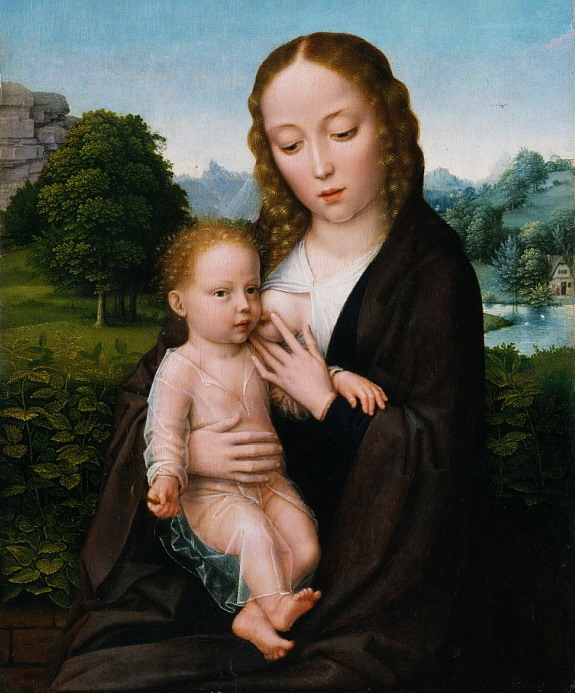 Приписывают Симону Бенингу 1483-84-1561 Брюгге - Богоматерь с младенцем   ок. 1520 (575x693, 132Kb)