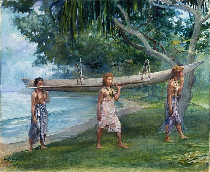 Музей Метрополитен Джон Ла Фарж - Девушки, несущие каноэ, Вайала в Самоа (700x573, 161Kb)