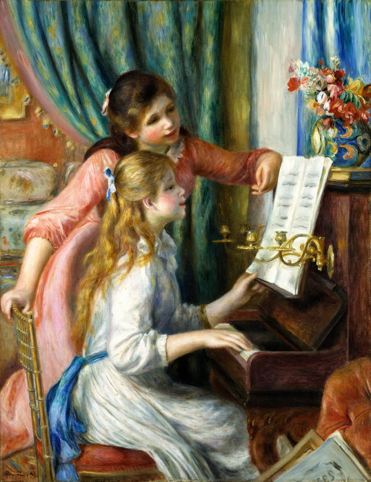 Метрополитен  Огюст Ренуар - Две молодые девушки у фортепиано (538x700, 129Kb)