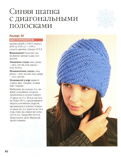 Вязание по косой шапки спицами